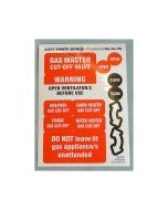 Boat Safety  Sticker Sheet  LPG Appliance/Gas Cut-offs