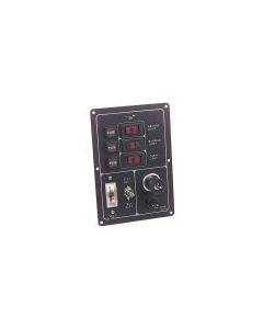 3 Way Black Alloy Vertical  Switch Panel c/w Battery Tester & Li