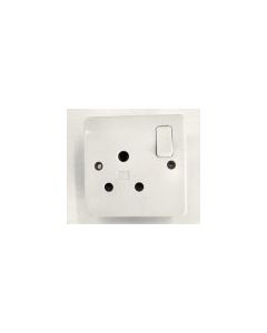 3 Round Pin 15 Amp  Switched Socket White